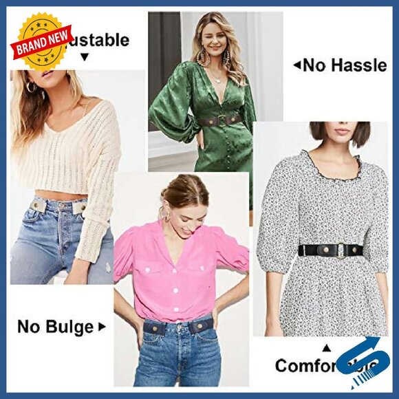 No Buckle Elastic Stretch Belt for Pants, Adjustable 24-34 Inch
